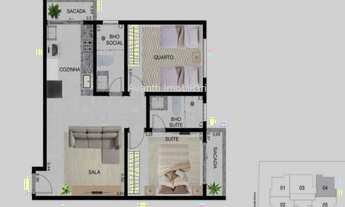 Imagem 6: Apartamentos à venda no Bairro Jaraguá com 2 quartos sendo 1 com suíte