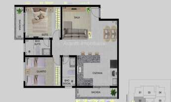 Imagem 4: Apartamentos à venda no Bairro Jaraguá com 2 quartos sendo 1 com suíte