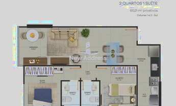 Imagem 2: Apartamento moderno em Itapoã com 2 quartos (1 suíte), 60,21m², varanda e lazer completo