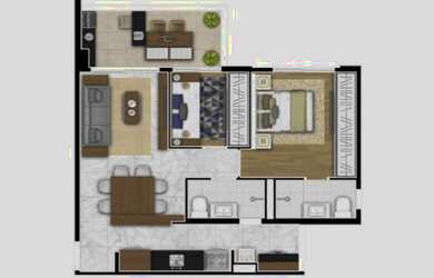 Imagem 5: 2 dormitórios, 1 suítes, 2 banheiro, 1 vaga na garagem, 60M² de Área Construída