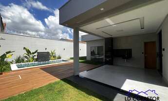 Imagem 1: Casa com 3 quartos projeto moderno com quintal pela lateral e fundo com piscina e área gou