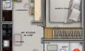 Imagem 3: Apartamento novo a venda na Mooca, com 35m², 1 dormitório, sala para 2 ambientes, cozinha