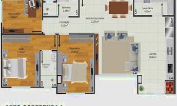 Imagem 2: Cobertura a venda, 01 suíte + 02 dormitórios, espaço gourmet, sacada fechada com reike, 01