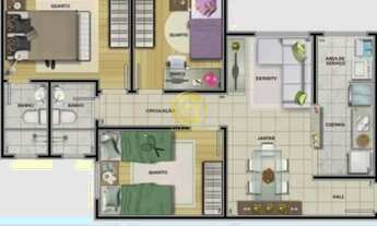 Imagem 2: 3 DORMITÓRIOS SENDO 1 SUÍTE SALA DE ESTAR C/ VENTILADOR DE TETO E UM RACK COZINHA C/ PLANE