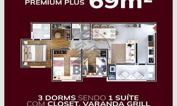 Imagem 3: Fantástico Apartamento Premium, 69 m²- RESERVA CARVALHO, 3 dorm.(1 suíte c/ closet), varan