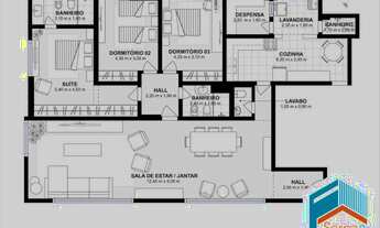 Imagem 2: Apartamento com 128 m2, 03 quartos, Leblon, Rio de Janeiro, RJ