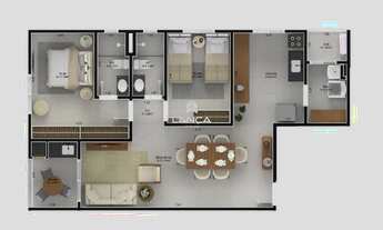 Imagem 2: Apartamento à venda em Ubatuba-SP, bairro Umuarama: 2 quartos, 1 suíte, 3 salas, 2 banheir