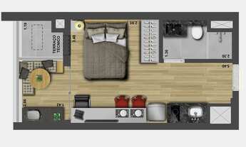 Imagem 2: Venda de STUDIO, em Pinheiros, 26,42 m² útil,1suíte,cozinha,terraço, lazer completo a 250