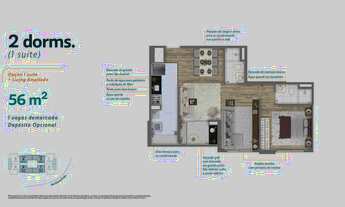 Imagem 2: Venda de Apartamentos em Empreendimento no Morumbi, com apartamentos de 56mts, 2 dormitóri