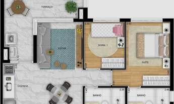 Imagem 2: APARTAMENTO DE 60,13M², 2 DORMITÓRIOS SENDO 1 SUÍTE, TERRAÇO COM 1 VAGA À VENDA - VILA GUA