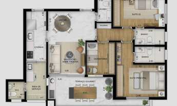 Imagem 2: ÚLTIMA UNIDADE - APARTAMENTO 100M², 3 DORMITÓRIOS SENDO 2 SUÍTES, TERRAÇO GOURMET COM 1 VA