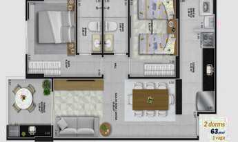 Imagem 2: LANÇAMENTO 2 DORMITÓRIOS, 01 SUÍTE, 62 M², E SACADA COM CHURRASQUEIRA À CARVÃO