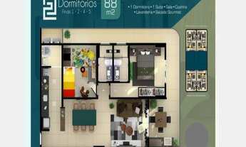 Imagem 3: APTO 02 DORMITÓRIOS SENDO 1 SUITE COM 88 M2 ÁREA ÚTIL. SACADA GOURMET, LAZER COMPLETO INCL