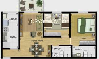 Imagem 4: Apartamento à venda em SP: 2 quartos, 1 suíte, 1 sala, 2 banheiros, 62m² na Casa Verde Alt
