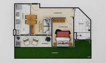 Imagem 2: Apartamento à venda em Lorena-SP, 2 quartos, 2 salas, 1 banheiro, 1 vaga, 57,46 m² na Cida