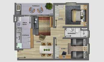 Imagem 6: Apartamento à venda em Guaratinguetá-SP no Jardim do Vale: 2 quartos, 2 salas, 1 banheiro