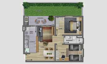 Imagem 5: Apartamento à venda em Guaratinguetá-SP no Jardim do Vale: 2 quartos, 2 salas, 1 banheiro