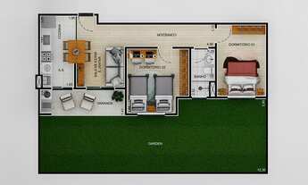 Imagem 3: Apartamento à venda em Lorena-SP, 2 quartos, 2 salas, 1 banheiro, 1 vaga, 57,46 m² na Cida