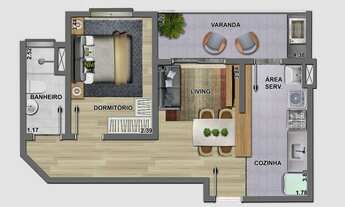 Imagem 7: Apartamento à venda em Guaratinguetá-SP no Jardim do Vale: 2 quartos, 2 salas, 1 banheiro