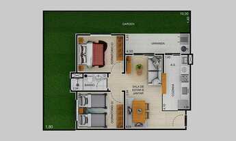 Imagem 6: Apartamento à venda em Lorena-SP, 2 quartos, 2 salas, 1 banheiro, 1 vaga, 57,46 m² na Cida