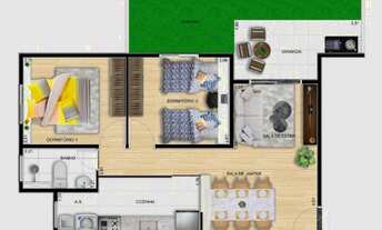 Imagem 4: Venda de Apartamento de 2 Quartos na Olaria José Benedito, Guaratinguetá-SP, com 53,80m² e