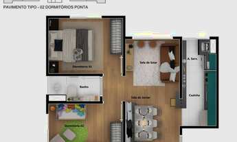 Imagem 3: Residencial Harpia 42 e 43m2 1 e 2 Dorms,Sala,Cozinha,Banheiro,Com e Sem Vaga,Com Lazer