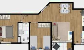 Imagem 2: Apartamentos de 51m2 no Parque Lazio, 2 Dormitórios, Sacada, 1 Vaga de Garagem, Área de La