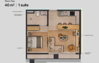 Imagem 9: 1 dormitório, 1 banheiros, 58M² de Área Construída