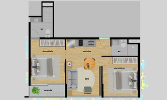 Imagem 4: 2 dormitórios, 1 suítes, 2 banheiro, 1 vaga na garagem, 41M² de Área Construída