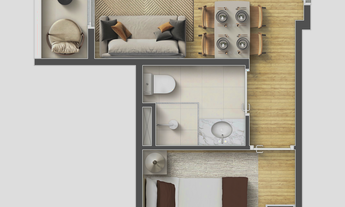 Imagem 5: 1 dormitório, 1 banheiros, 29M² de Área Construída