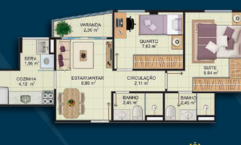 Imagem 6: Apartamento em Maruípe! 2 Quartos, 1 Suíte, 1 Vaga, 48,93m².!