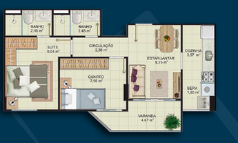 Imagem 7: Apartamento em Maruípe! 2 Quartos, 1 Suíte, 1 Vaga, 48,93m².!
