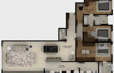 Imagem 16: Apartamento Padrão, 3 dormitórios, 3 suíte, 4 banheiro, 3 vagas na garagem