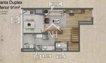 Imagem 4: Duplex de 91m com 2 suítes, cozinha conceito aberto,2 vagas,terraço gourmet,piscinas,solar