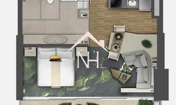 Imagem 2: Apartamento 53m com 1 dormitório, varanda, 1 vaga, coworking, piscina aquecida, sauna, mir