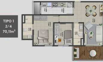 Imagem 5: Apartamento 2 quartos, 70,11m² - Codomínio Hype Concept Home - Caminho das Árvores