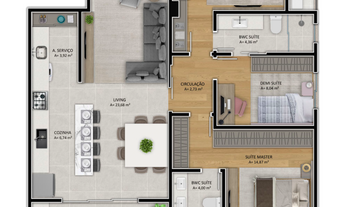 Imagem 2: Apartamento novo e amplo com 3 dormitórios (1 suíte + 2 demi suítes