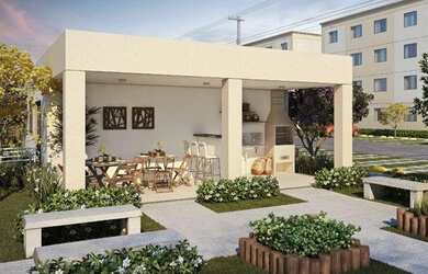 Imagem: O apartamento possui 2 Dormitórios, 1 Banheiro, 1 Vaga na garagem