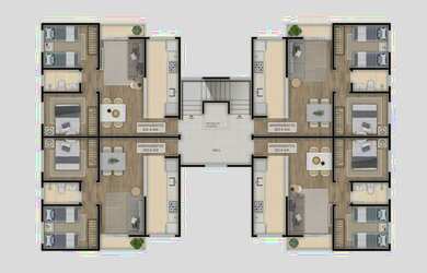 Imagem: O apartamento possui 2 Dormitórios, 1 Banheiro, 1 Vaga na garagem