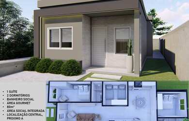 Imagem: A casa possui 2 Dormitórios, 1 Suíte, 2 Banheiros, 1 Vaga