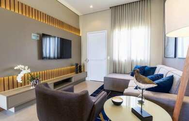 Imagem: A casa em condomínio possui 3 Dormitórios, 1 Suíte, 2 Banheiros