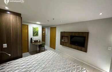 Imagem: O studio possui 1 Dormitório, 1 Suíte, 1 Banheiro, 1 Vaga