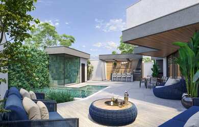 Imagem: A casa possui 5 Dormitórios, 5 Suítes, 6 Banheiros, 3 Vagas