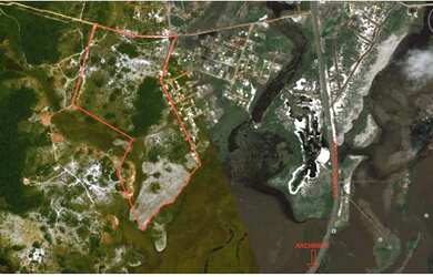 Imagem: O terreno possui 675.000m² de Área Privada e está localizado