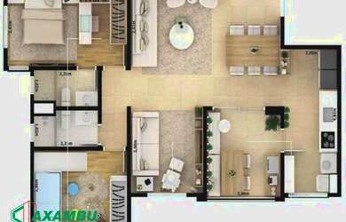 Imagem: O apartamento possui 3 Dormitórios, 1 Suíte, 1 Banheiro, 2