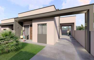 Imagem: A casa possui 2 Dormitórios, 1 Banheiro, 2 Vagas na garagem