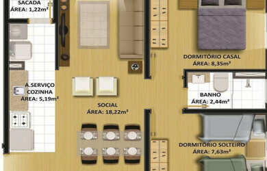 Imagem 3: VILLAGIO MADRE BÁRBARA. 49m² de Área Privada, 2 Vagas na garageme2...