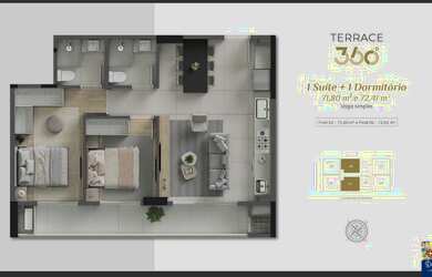 Imagem 4: RESIDENCIAL TERRACE 360º - APARTAMENTO 02 DROMITÓRIOS, SENDO 01 SUÍTE...