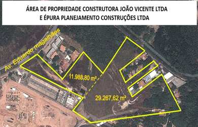 Imagem: O terreno possui 41.000m² de Área Privada e está localizado
