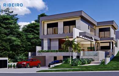 Imagem: A casa em condomínio possui 4 Dormitórios, 4 Suítes, 7 Banheiros